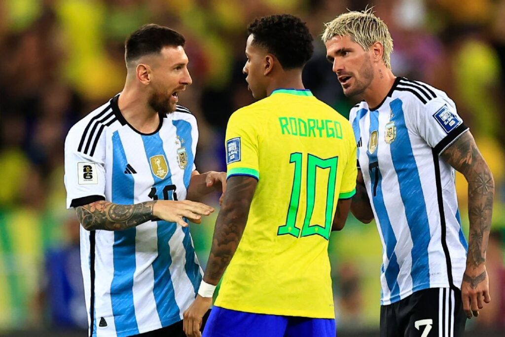 Messi x Rodrygo em Brasil x Argentina