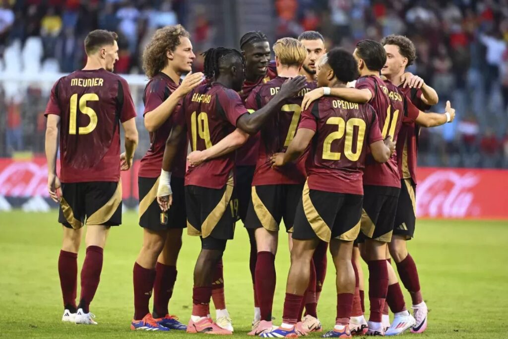 Jogadores da Bélgica em ação