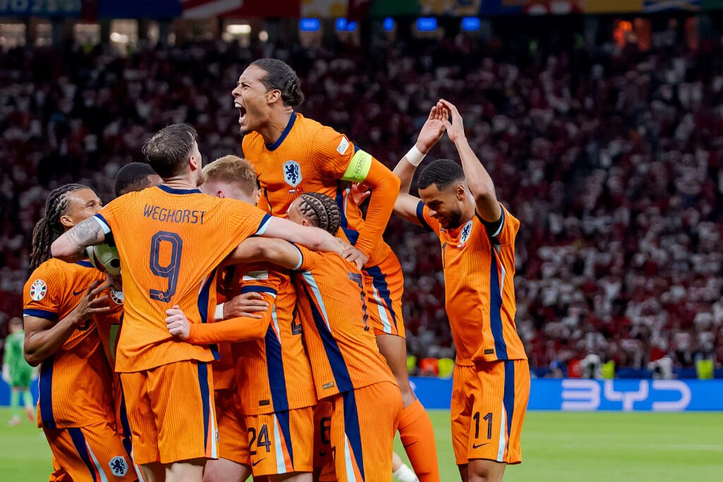 Jogadores da Holanda em ação
