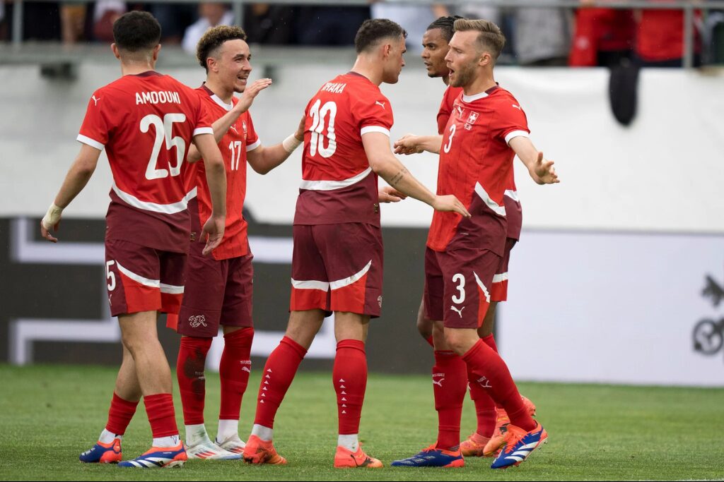 Jogadores da Suíça em ação