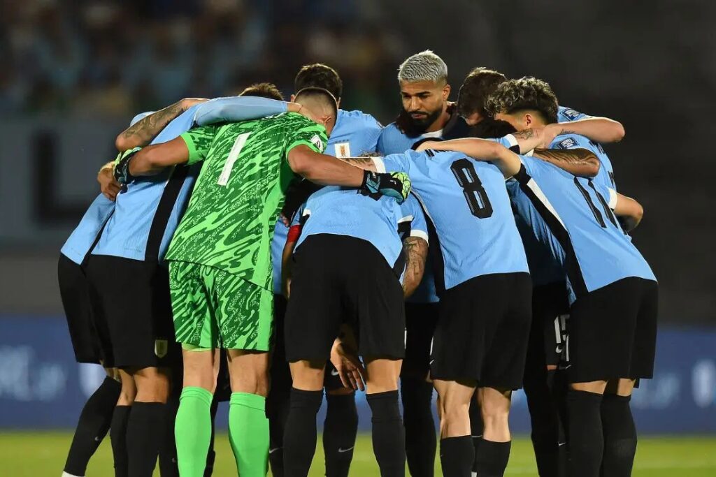 Jogadores do Uruguai em ação